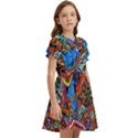 Psychedelic Trippy Hippie  Weird Art Kids  Bow Tie Puff Sleeve Dress View2