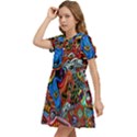 Psychedelic Trippy Hippie  Weird Art Kids  Bow Tie Puff Sleeve Dress View3