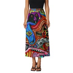 Psychedelic Trippy Hippie  Weird Art Classic Midi Chiffon Skirt by Sarkoni