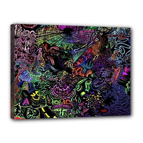 Trippy Dark Psychedelic Canvas 16  X 12  (stretched) by Sarkoni