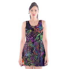 Trippy Dark Psychedelic Scoop Neck Skater Dress by Sarkoni