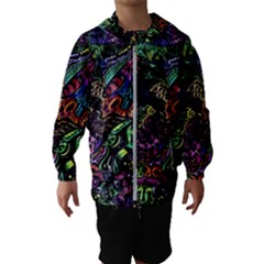 Trippy Dark Psychedelic Kids  Hooded Windbreaker by Sarkoni