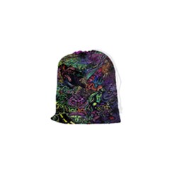 Trippy Dark Psychedelic Drawstring Pouch (xs) by Sarkoni