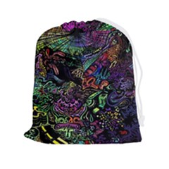 Trippy Dark Psychedelic Drawstring Pouch (2xl) by Sarkoni