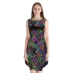 Trippy Dark Psychedelic Sleeveless Chiffon Dress   by Sarkoni