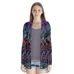 Trippy Dark Psychedelic Drape Collar Cardigan by Sarkoni