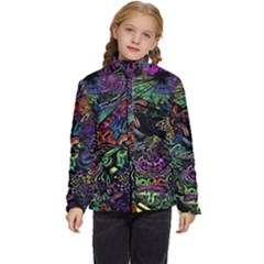 Trippy Dark Psychedelic Kids  Puffer Bubble Jacket Coat by Sarkoni