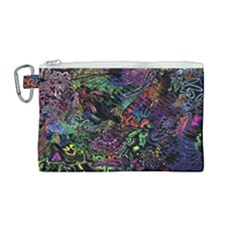 Trippy Dark Psychedelic Canvas Cosmetic Bag (medium) by Sarkoni