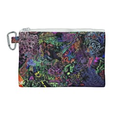 Trippy Dark Psychedelic Canvas Cosmetic Bag (large) by Sarkoni