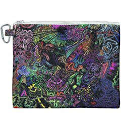 Trippy Dark Psychedelic Canvas Cosmetic Bag (xxxl) by Sarkoni