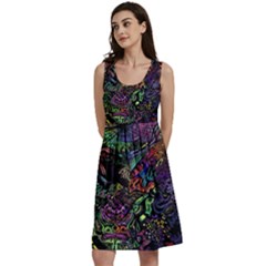 Trippy Dark Psychedelic Classic Skater Dress by Sarkoni