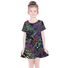 Trippy Dark Psychedelic Kids  Simple Cotton Dress by Sarkoni