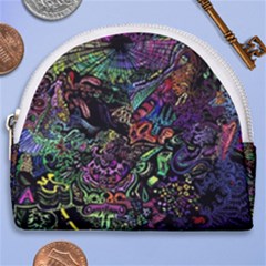 Trippy Dark Psychedelic Horseshoe Style Canvas Pouch by Sarkoni