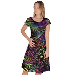 Trippy Dark Psychedelic Classic Short Sleeve Dress by Sarkoni