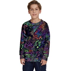 Trippy Dark Psychedelic Kids  Crewneck Sweatshirt by Sarkoni