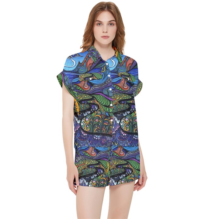 Psychedelic Landscape Chiffon Lounge Set