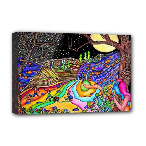 Nature Moon Psychedelic Painting Deluxe Canvas 18  X 12  (stretched) by Sarkoni