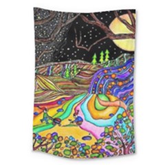 Nature Moon Psychedelic Painting Large Tapestry by Sarkoni