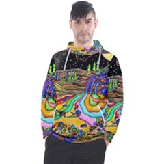 Nature Moon Psychedelic Painting Men s Pullover Hoodie by Sarkoni