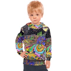 Nature Moon Psychedelic Painting Kids  Hooded Pullover by Sarkoni