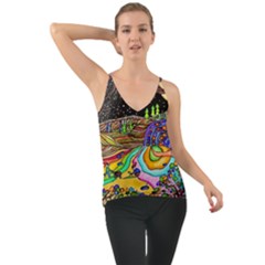 Nature Moon Psychedelic Painting Chiffon Cami by Sarkoni