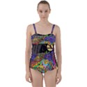 Nature Moon Psychedelic Painting Twist Front Tankini Set View1