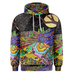 Nature Moon Psychedelic Painting Men s Overhead Hoodie by Sarkoni