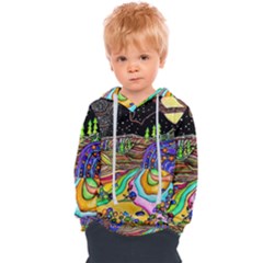 Nature Moon Psychedelic Painting Kids  Overhead Hoodie by Sarkoni