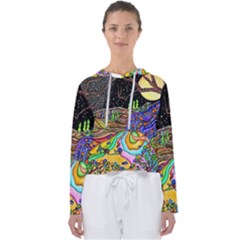 Nature Moon Psychedelic Painting Women s Slouchy Sweat by Sarkoni