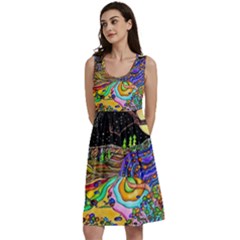 Nature Moon Psychedelic Painting Classic Skater Dress by Sarkoni