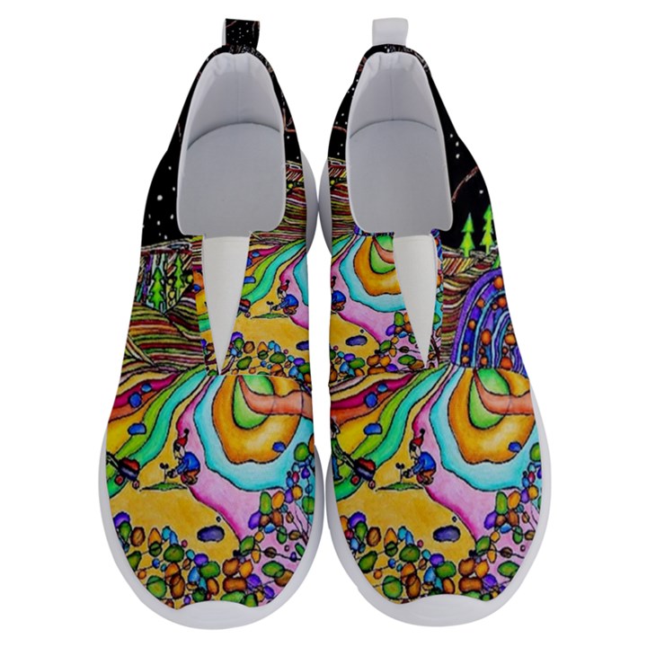 Nature Moon Psychedelic Painting No Lace Lightweight Shoes