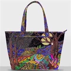 Nature Moon Psychedelic Painting Back Pocket Shoulder Bag  by Sarkoni