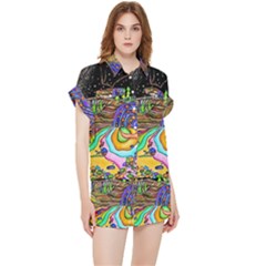 Nature Moon Psychedelic Painting Chiffon Lounge Set by Sarkoni