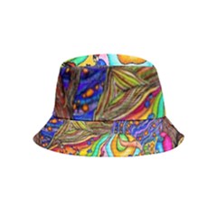 Nature Moon Psychedelic Painting Inside Out Bucket Hat (kids) by Sarkoni