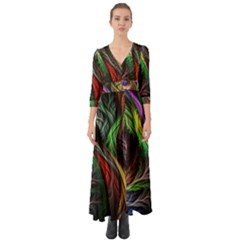 Abstract Psychedelic Button Up Boho Maxi Dress by Sarkoni