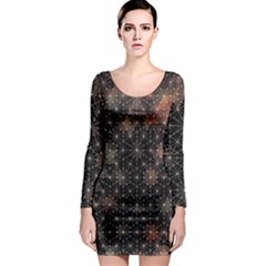 Abstract Psychedelic Geometry Andy Gilmore Sacred Long Sleeve Bodycon Dress by Sarkoni