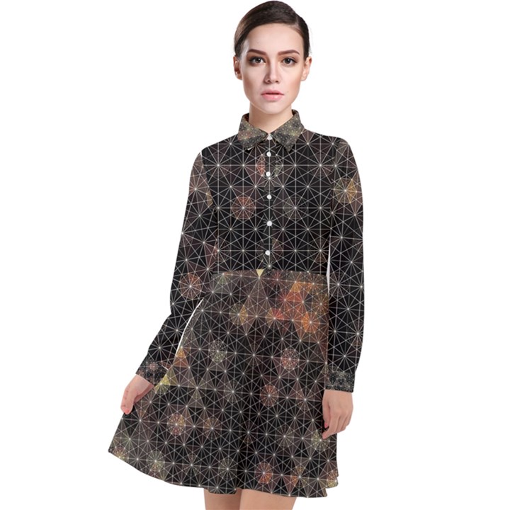 Abstract Psychedelic Geometry Andy Gilmore Sacred Long Sleeve Chiffon Shirt Dress