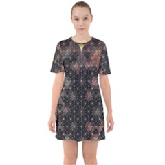 Abstract Psychedelic Geometry Andy Gilmore Sacred Sixties Short Sleeve Mini Dress by Sarkoni