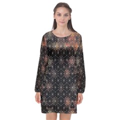 Abstract Psychedelic Geometry Andy Gilmore Sacred Long Sleeve Chiffon Shift Dress  by Sarkoni