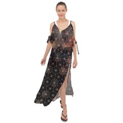 Abstract Psychedelic Geometry Andy Gilmore Sacred Maxi Chiffon Cover Up Dress by Sarkoni