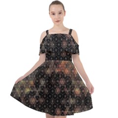 Abstract Psychedelic Geometry Andy Gilmore Sacred Cut Out Shoulders Chiffon Dress by Sarkoni