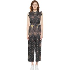 Abstract Psychedelic Geometry Andy Gilmore Sacred Women s Frill Top Chiffon Jumpsuit by Sarkoni