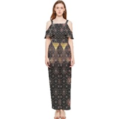 Abstract Psychedelic Geometry Andy Gilmore Sacred Draped Sleeveless Chiffon Jumpsuit by Sarkoni