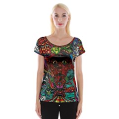 Somewhere Near Oblivion Nightmares Acid Colors Psychedelic Cap Sleeve Top by Sarkoni