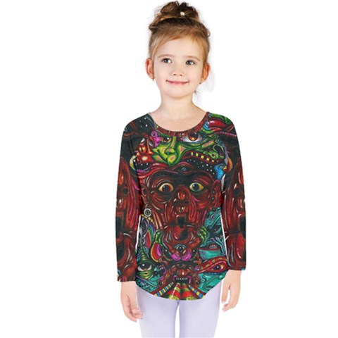 Somewhere Near Oblivion Nightmares Acid Colors Psychedelic Kids  Long Sleeve T-shirt by Sarkoni