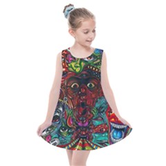 Somewhere Near Oblivion Nightmares Acid Colors Psychedelic Kids  Summer Dress by Sarkoni