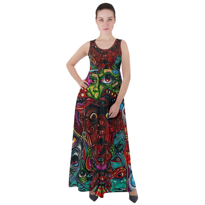 Somewhere Near Oblivion Nightmares Acid Colors Psychedelic Empire Waist Velour Maxi Dress