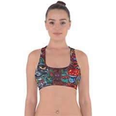 Somewhere Near Oblivion Nightmares Acid Colors Psychedelic Cross Back Hipster Bikini Top  by Sarkoni