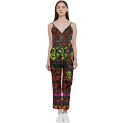 Somewhere Near Oblivion Nightmares Acid Colors Psychedelic V-neck Camisole Jumpsuit by Sarkoni