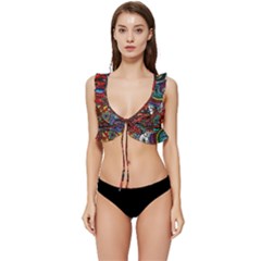 Somewhere Near Oblivion Nightmares Acid Colors Psychedelic Low Cut Ruffle Edge Bikini Top